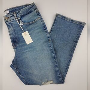 NWT Good American Good Vintage Distressed High Rise Straight Leg Jeans 14/32 28L